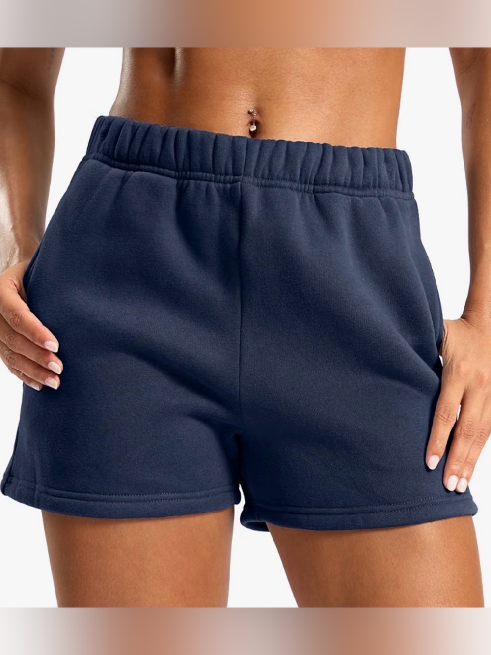 Women's Navy Fleece Lounge Shorts